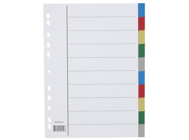 Skilleblad A4 plast 5 farger, 10 delt 